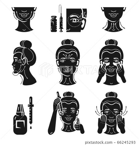 Lifting facial icons set, simple style 66245293