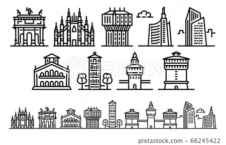 Milan icons set, outline style 66245422