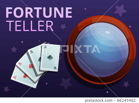 Fortune teller playing cards concept banner, cartoon style Fortune teller playing cards concept banner, cartoon style 66245482