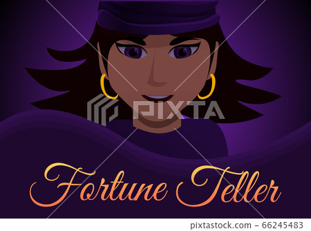 Woman fortune teller concept banner, cartoon style 66245483