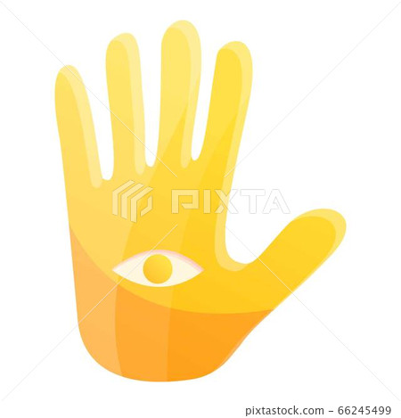 Eye in hand icon, cartoon style 66245499