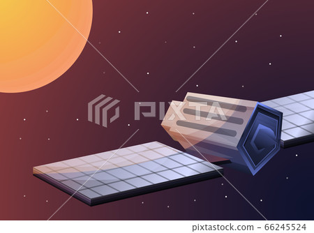 Satellite in space concept banner, cartoon style 66245524