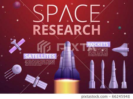 Space research technology infographic, cartoon style Space research technology infographic, cartoon style 66245948