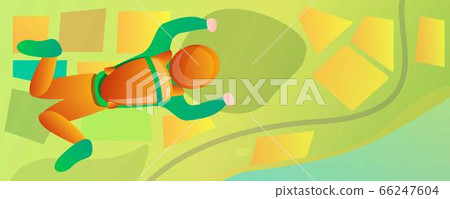 Freefall skydiver in green field concept banner, cartoon style 66247604