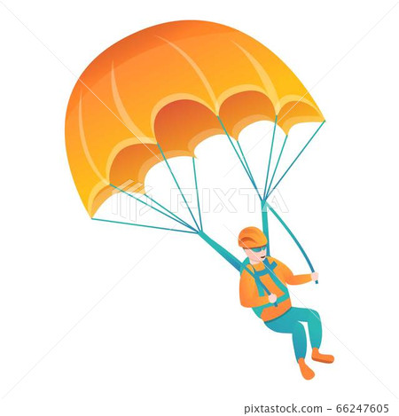 Orange man parachute icon, cartoon style 66247605