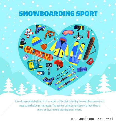 Snowboarding sport concept background, flat style Snowboarding sport concept background, flat style 66247651