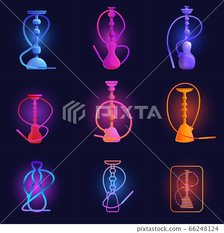 Hookah icons set, cartoon style 66248124