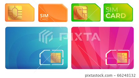 Sim phone card icons set, cartoon style Sim phone card icons set, cartoon style 66248132