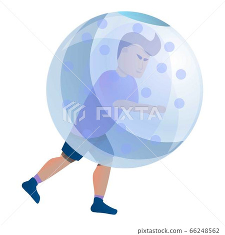 Zorb soccer player icon, cartoon style 66248562