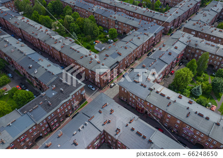 Aerial view on Nikiszowiec, historic district in Katowice, Upper Silesia, Poland. 66248650