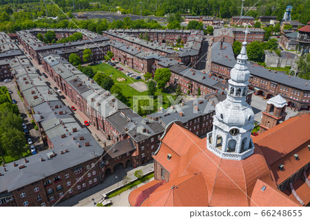 Aerial view on Nikiszowiec, historic district in Katowice, Upper Silesia, Poland. Aerial view on Nikiszowiec, historic district in Katowice, Upper Silesia, Poland. 66248655