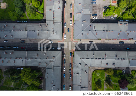 Aerial view on Nikiszowiec, historic district in Katowice, Upper Silesia, Poland. 66248661