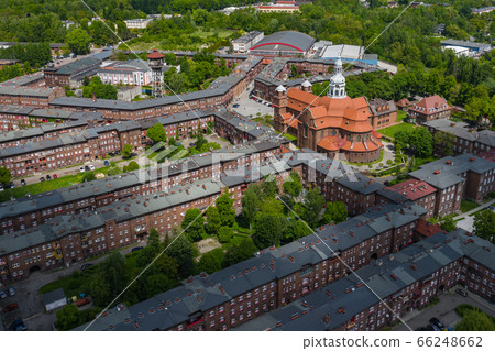 Aerial view on Nikiszowiec, historic district in Katowice, Upper Silesia, Poland. 66248662