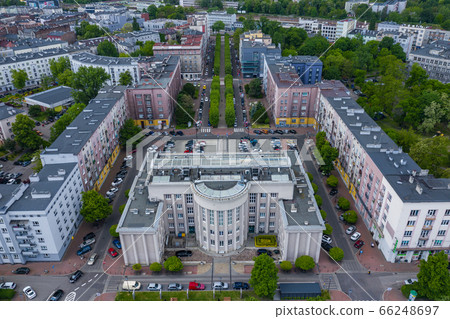 Sosnowiec, Dabrowa Basin. Aerial view of city center of Sosnowiec. Poland. Sosnowiec, Dabrowa Basin. Aerial view of city center of Sosnowiec. Poland. 66248697