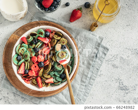 Multi-colored pancake cereal 66248982