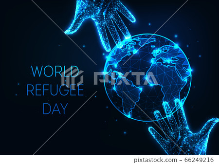 World Refugee day web banner with futuristic... - Stock Illustration ...