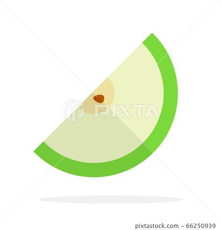 A slice of a green apple with a seed flat isolated 66250939