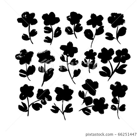 Collection of black vector flower with leaves. Collection of black vector flower with leaves. 66251447