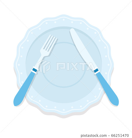 Rules of table etiquette. Fork and knife on the plate means a pause flat isolated 66251470