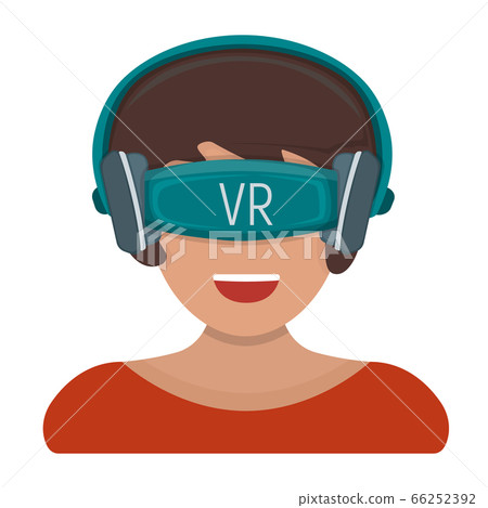 Female in virtual reality device with vr glasses - Stock Illustration ...