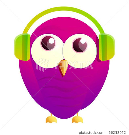 Owl with headphones icon, cartoon style Owl with headphones icon, cartoon style 66252952