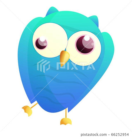 Crazy blue owl icon, cartoon style Crazy blue owl icon, cartoon style 66252954