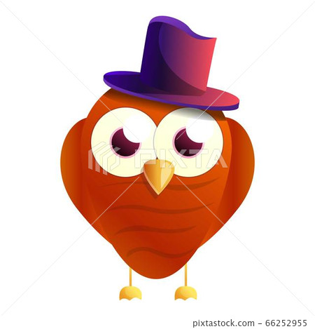Owl top hat icon, cartoon style 66252955