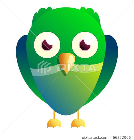 Green owl icon, cartoon style 66252966