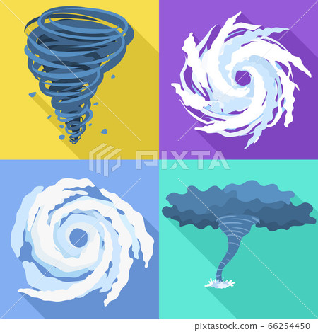 Hurricane icons set, flat style 66254450