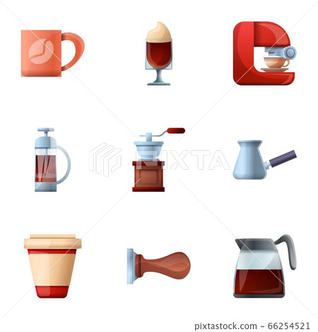 Barista coffee icon set, cartoon style 66254521