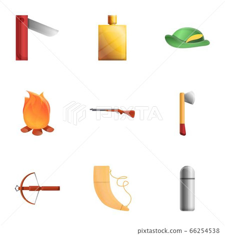 Modern hunter icon set, cartoon style Modern hunter icon set, cartoon style 66254538