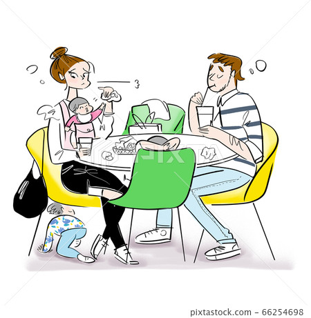 Family resting at a fast food restaurant Family resting at a fast food restaurant 66254698