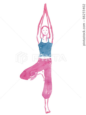 Yoga Tachiki pose watercolor illustration 66255402