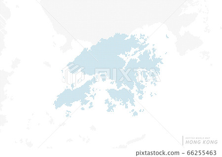 A blue dot map of Hong Kong, including neighboring countries. Large size. 66255463