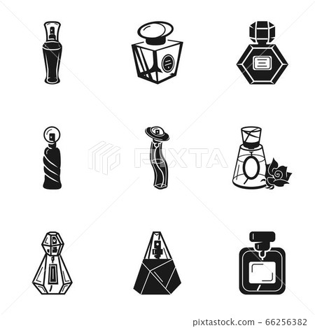 Cosmetic perfume bottle icon set, simple style - Stock Illustration ...