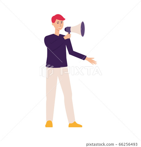 Refer a friend concept the man with megaphone flat vector illustration isolated. Refer a friend concept the man with megaphone flat vector illustration isolated. 66256493