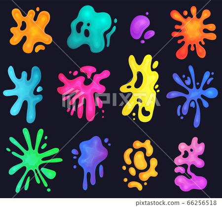 Splashes of color slime or paint cartoon vector illustrations set isolated . Splashes of color slime or paint cartoon vector illustrations set isolated . 66256518