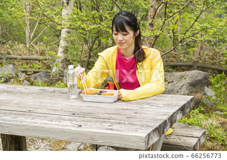女人在遠足吃便當 女人在遠足吃便當 66256773