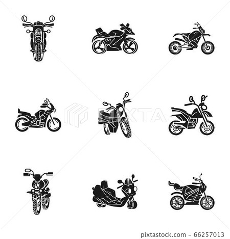 Motorbike icon set, simple style Motorbike icon set, simple style 66257013