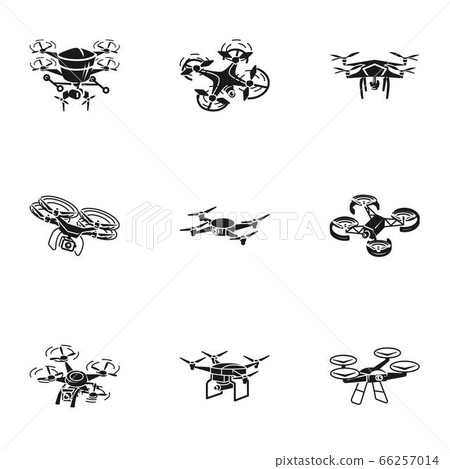 Drone Icon Set Simple Style Stock Illustration