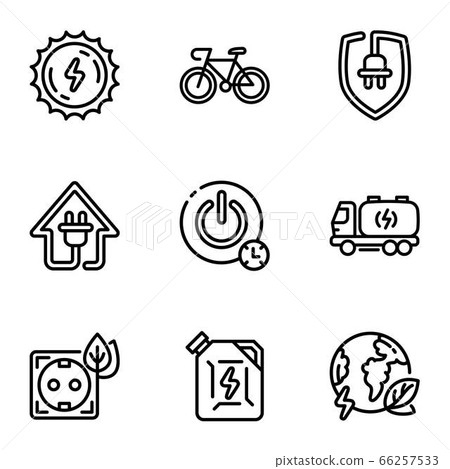Energy icon set, outline style Energy icon set, outline style 66257533
