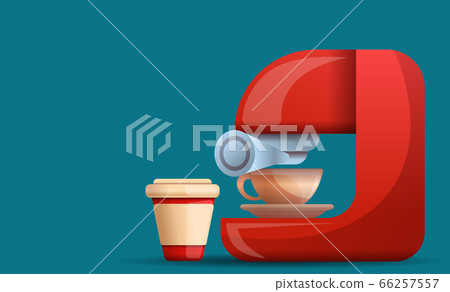Home coffee machine concept banner, cartoon style Home coffee machine concept banner, cartoon style 66257557