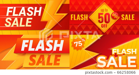 Flash sale banner set, cartoon style Flash sale banner set, cartoon style 66258066