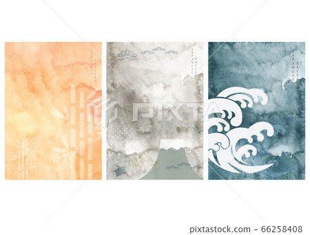 Vector set of China template with watercolor texture background. Asian traditional icon and symbol illustration. Vector set of China template with watercolor texture background. Asian traditional icon and symbol illustration. 66258408
