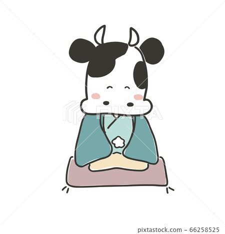 Cute cow in kimono - Stock Illustration [66258525] - PIXTA