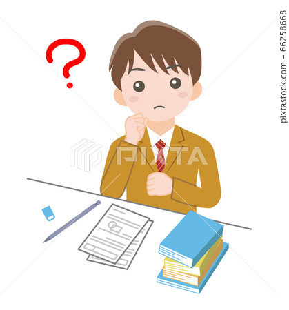 A boy who leans his head while studying at the desk A boy who leans his head while studying at the desk 66258668