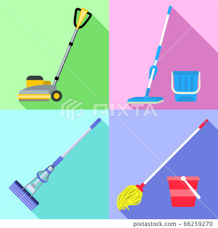 Mop icons set, flat style Mop icons set, flat style 66259270