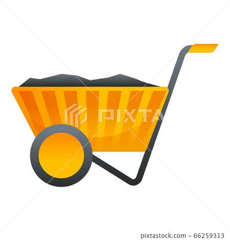 Coal wheelbarrow icon, cartoon style Coal wheelbarrow icon, cartoon style 66259313