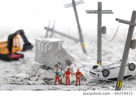 Diorama scenery of a cityscape broken by a disaster Diorama scenery of a cityscape broken by a disaster 66259415