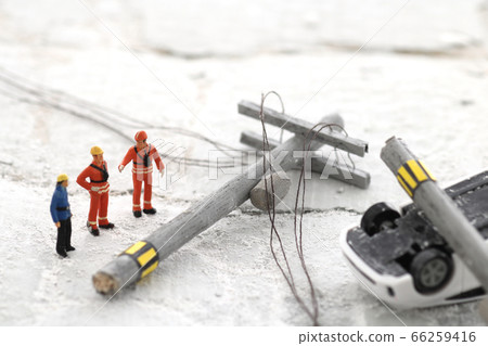 Diorama scenery of a cityscape broken by a disaster 66259416